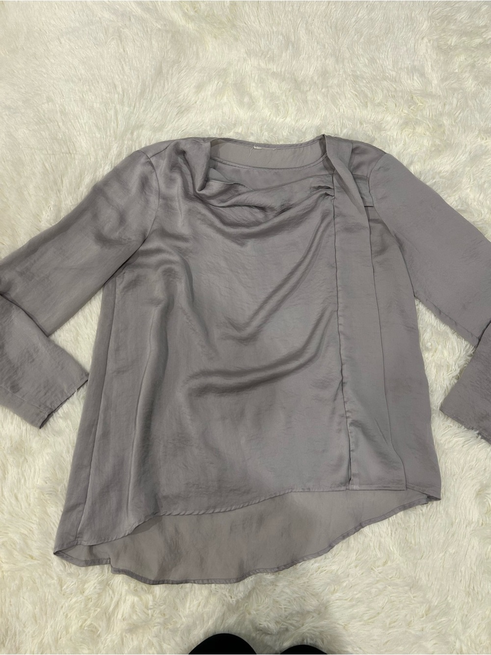 Women's Asymmetrical Silk-Look Blouse - Gray